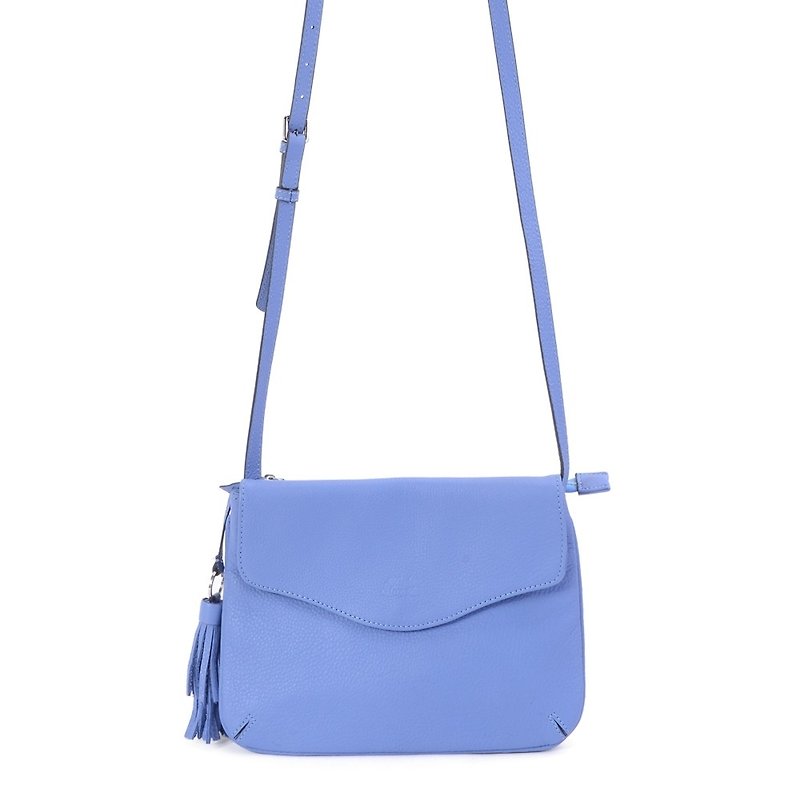 La Poche Secrete: Naughty girl's accompanying envelope bag _ hand shoulder bag _ sky blue - กระเป๋าแมสเซนเจอร์ - หนังแท้ สีน้ำเงิน