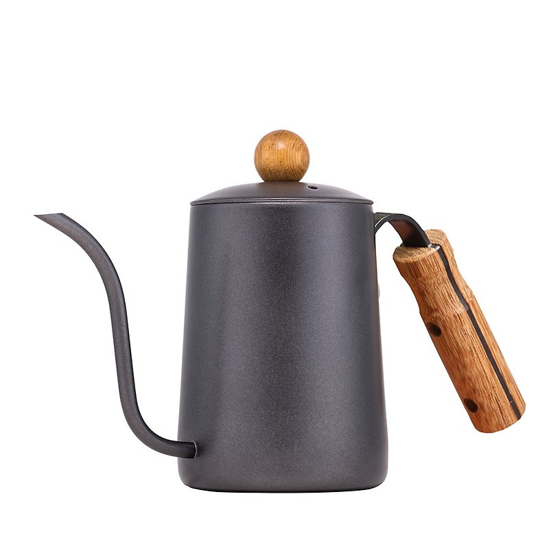 A-IDIO black gold wood hand pouring fine mouth pot (600ml) with thermometer - Coffee Pots & Accessories - Stainless Steel Black