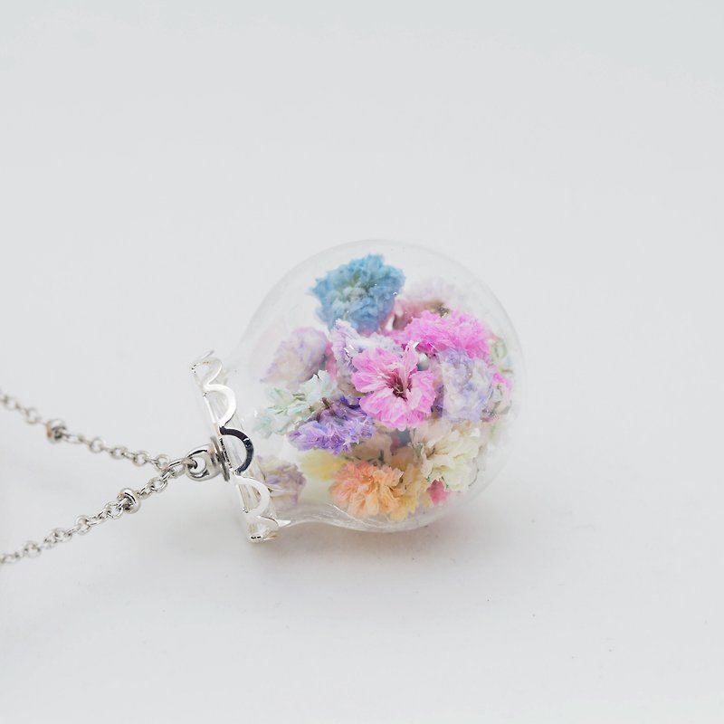 OMYWAY Handmade - Glass Globe Necklace - สร้อยติดคอ - พืช/ดอกไม้ สึชมพู