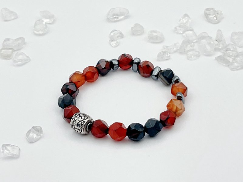 Sosii | Crystal 17 natural crystal bracelet | red- Silver| - Bracelets - Jade Red