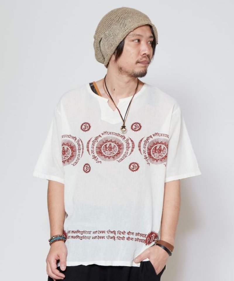 [Popular pre-order] Om om totem top (3 colors) TXX-4623 - เสื้อยืดผู้ชาย - ผ้าฝ้าย/ผ้าลินิน 