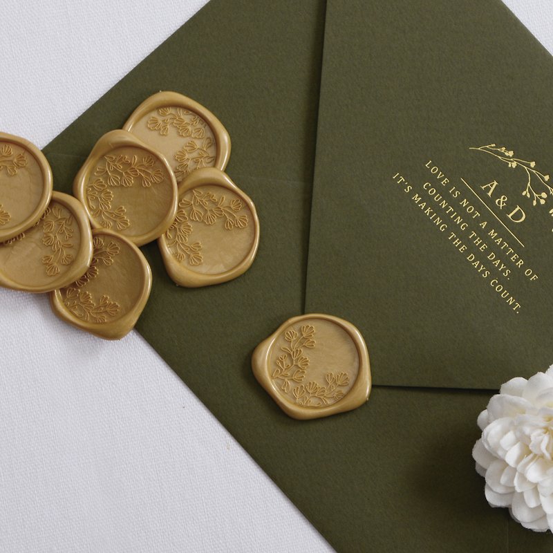 Sealing Wax Stickers | Wedding Invitation Stickers | Champagne Blooming | 20pcs - Stickers - Other Materials 