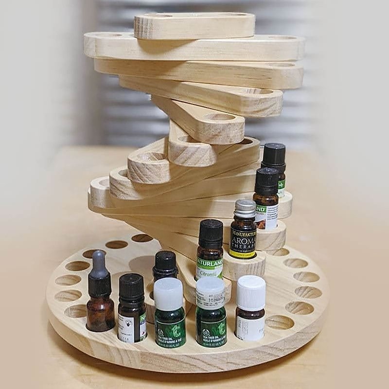 Essential oil storage display-pine log can rotate and display doll