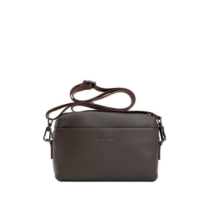 CUMAR 頭層牛皮 CHOCO 橫式側背包 - 側背包/斜孭袋 - 真皮 咖啡色