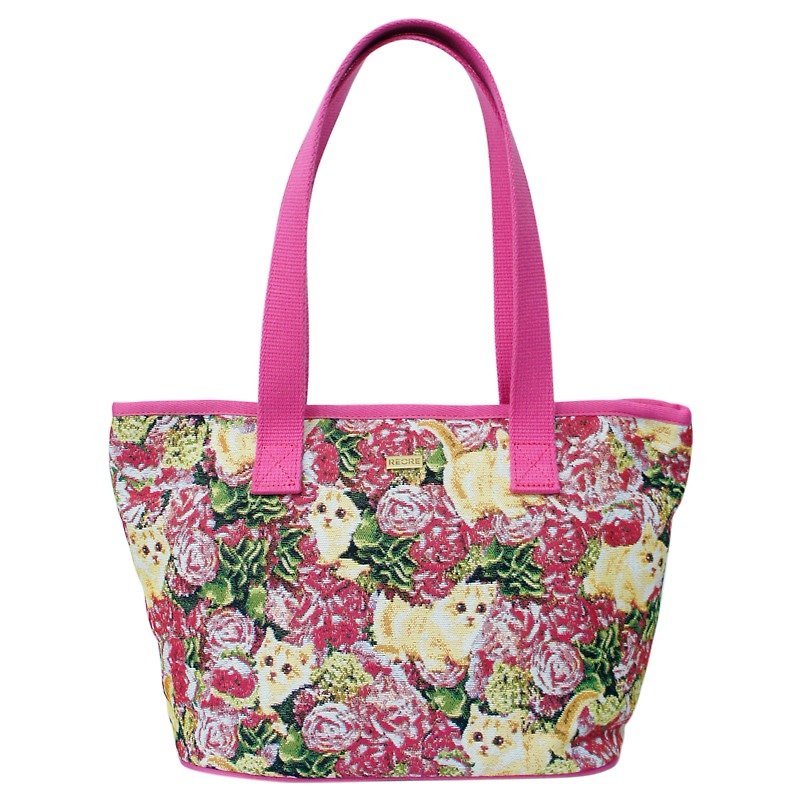 Handmade Shoulder / Tote Bag / Jacquard Weave / Water Repellent - Messenger Bags & Sling Bags - Other Materials Pink