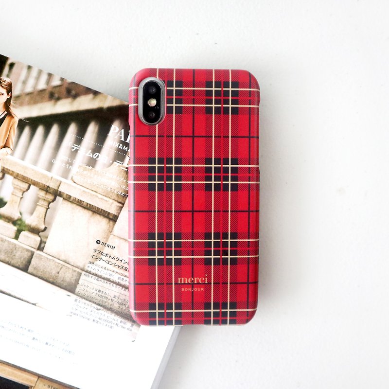 スコットランドの赤いチェック携帯電話ケース - スマホケース - プラスチック レッド