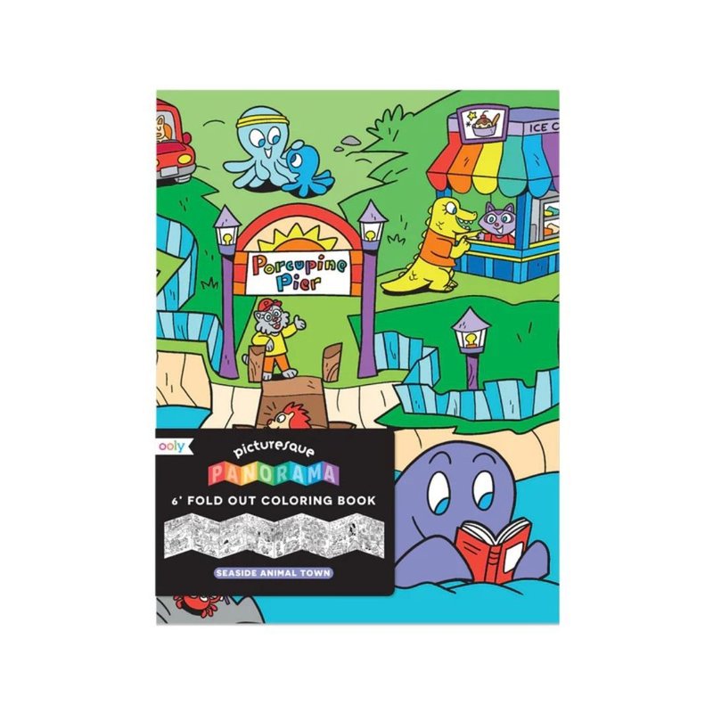 American OOLY theme panorama coloring book - Coastal Animal Town | Hardcover full-page drawing paper - Kids' Picture Books - Paper Green