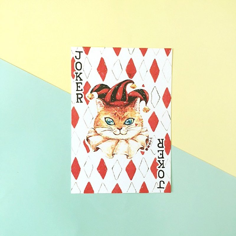 Joker Cat Playing Card Postcard - การ์ด/โปสการ์ด - กระดาษ หลากหลายสี