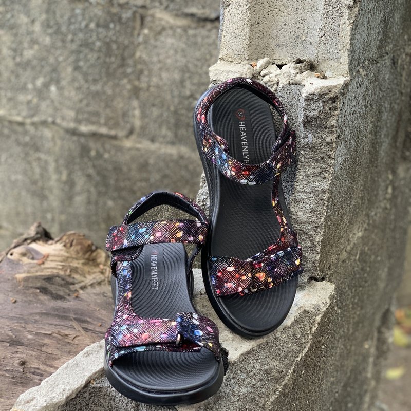 【 Heavenly Feet 】英國舒適品牌|花卉波點印刷健走涼鞋 OYSTER - 涼鞋 - 其他材質 多色