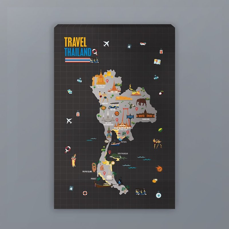 Thailand Travel Magnet Board 40×60 cm - ตกแต่งผนัง - วัสดุอื่นๆ สีดำ