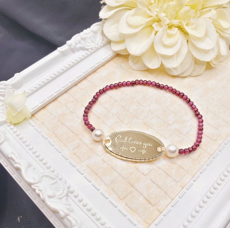 Gift Named Love Series Simple Purple Teeth Garnet Bracelet - สร้อยข้อมือ - คริสตัล หลากหลายสี