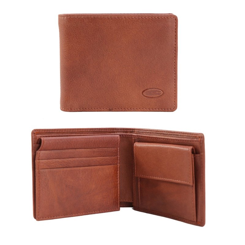 CUMAR 義大利牛皮 VACCHETTA 合頁零錢袋短夾 - 錢包/皮夾/長短夾 - 真皮 咖啡色