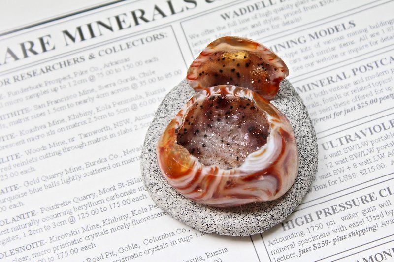 石栽 SHIZAI-迷你瑪瑙水晶聚寶盆-含底座 - 擺飾/家飾品 - 寶石 橘色