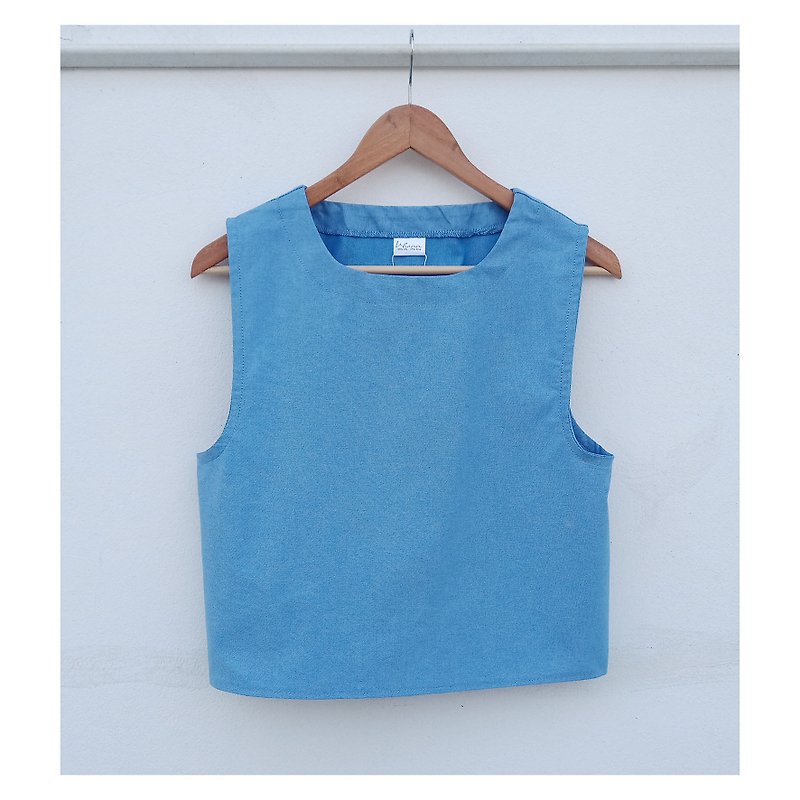 Dark blue sleeveless shirt - Women's Tops - Cotton & Hemp Blue
