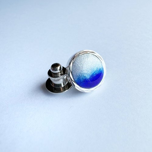 Silver Cufflinks ロイヤルブルー 七宝焼のラペルピン タイタック 純銀