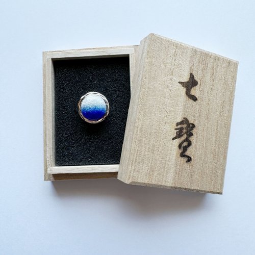 Silver Cufflinks ロイヤルブルー 七宝焼のラペルピン タイタック 純銀