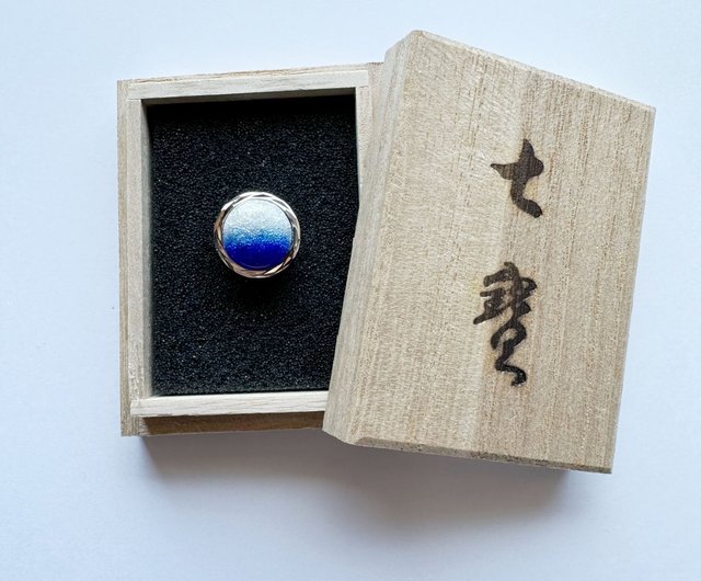 Silver Cufflinks ロイヤルブルー 七宝焼のラペルピン タイタック 純銀