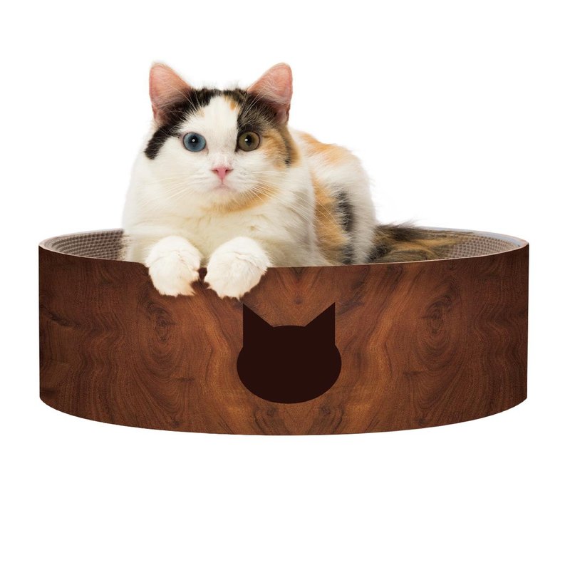 Cat One Scratch Basin Set Cherry Wood Grain - อุปกรณ์แมว - กระดาษ สีนำ้ตาล