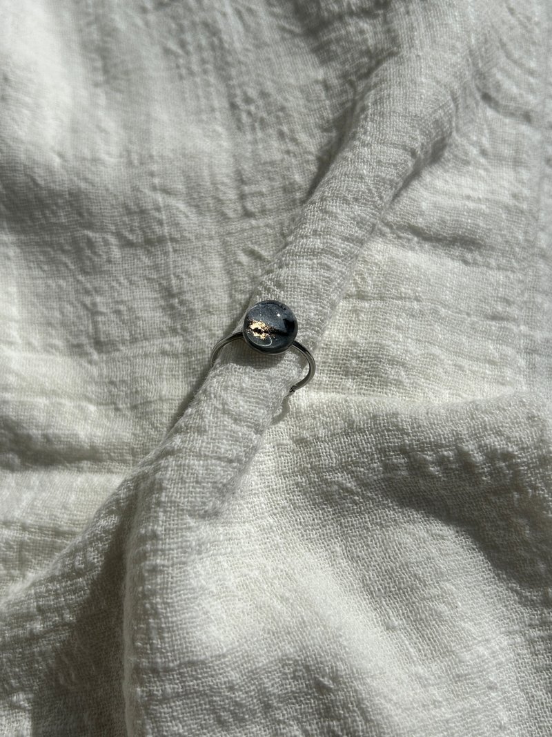 Ink Splash Gold Flow  Adjustable Open Ring - General Rings - Stainless Steel Gray