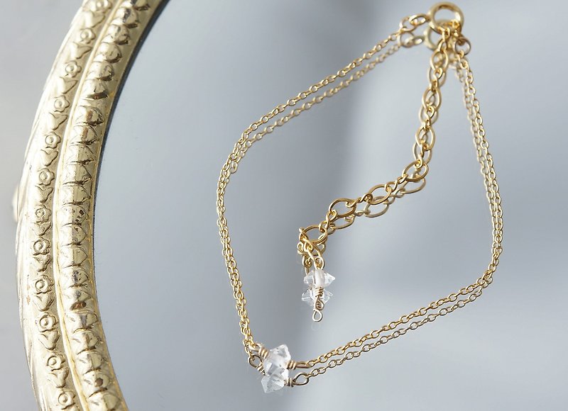 [14KGF] Bracelet, -Gemstone, Dream Crystal, NY Herkimer diamond- - สร้อยข้อมือ - เครื่องเพชรพลอย สีทอง
