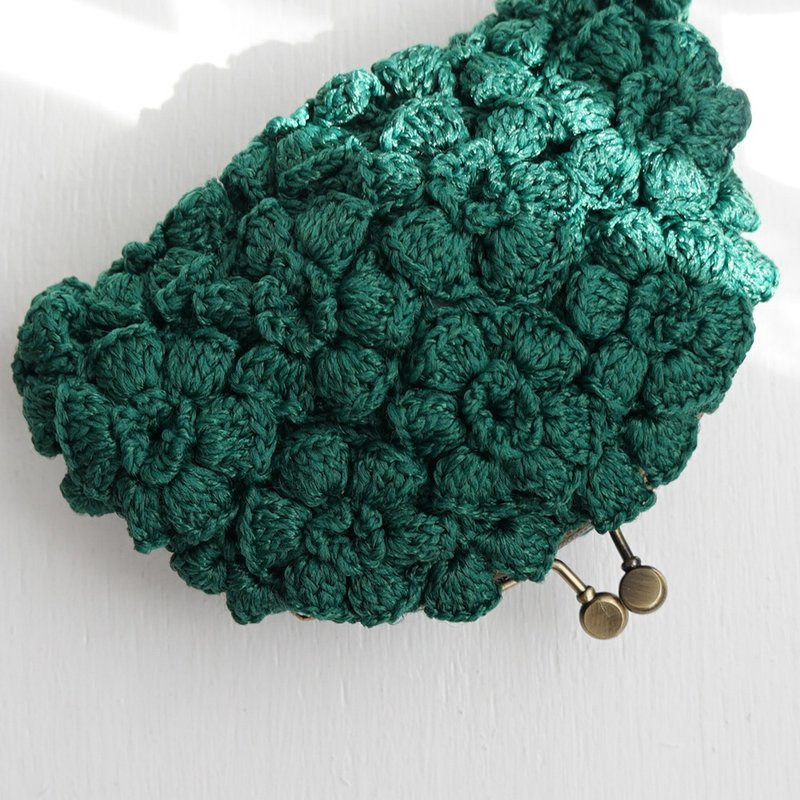 Ba-ba handmade Poppy puff knitting pouch  No.C1453 - 化妝包/收納袋 - 其他材質 綠色