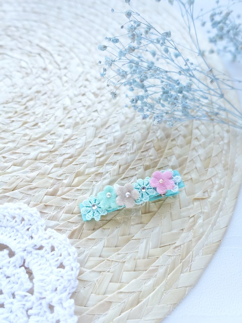 Hair Accessories - Pastel color flowers hairclips (Mint) - Hair Accessories - Other Materials Green