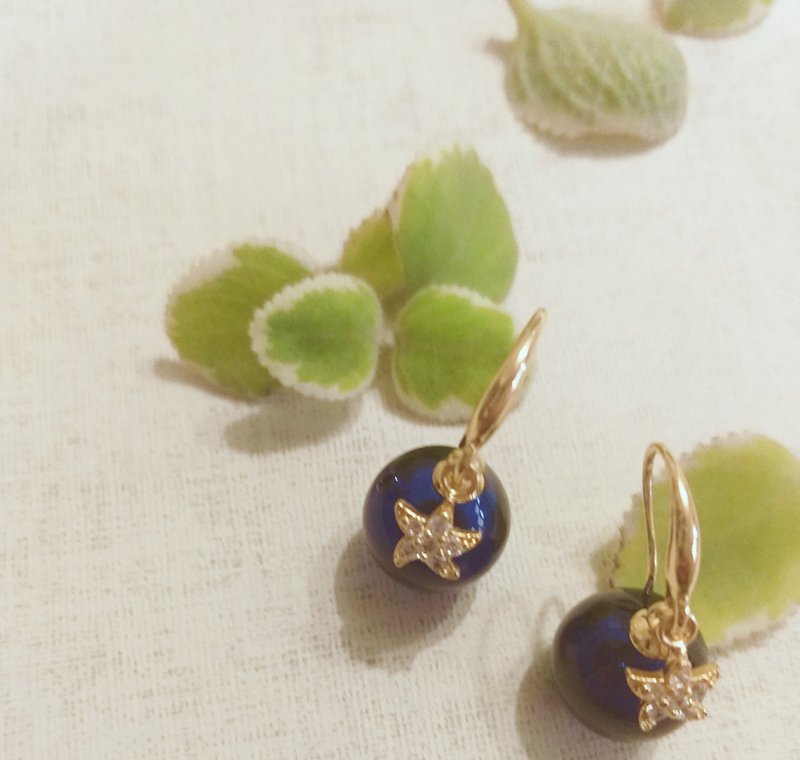 Starry Night *手工琉璃 香氛精油耳環 輕珠寶 - 香氛/精油/擴香 - 琉璃 藍色