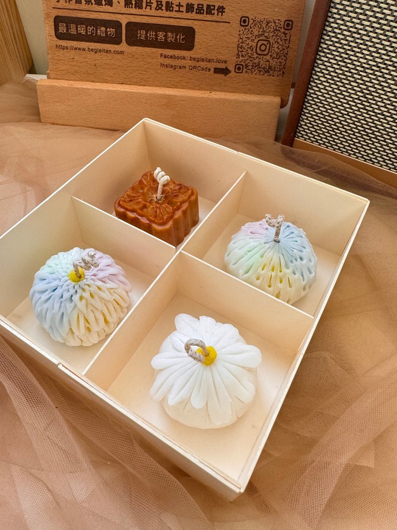 The first choice for gift giving-Handmade candles-Mid-Autumn Festival limited Japanese style wagashi scented candle gift box of four pieces - Candles & Candle Holders - Wax Pink