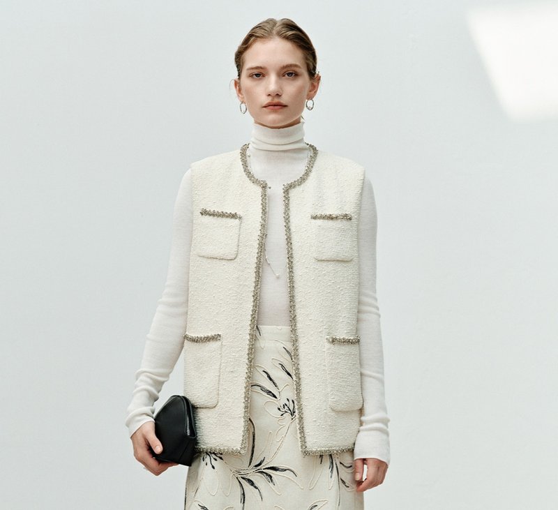 【白月光千金】 小香風/肌理高級感外套 - 女大衣/外套 - 其他材質 白色