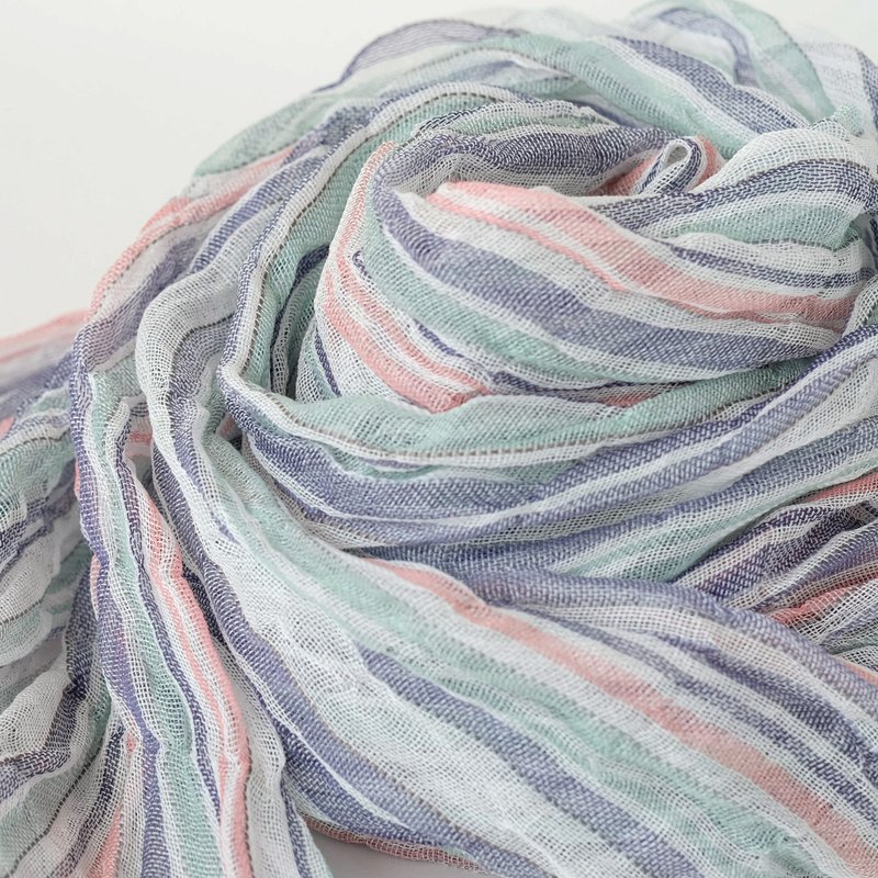 Linen Hand-woven Linen Stole 【Ryufu 04】 - ผ้าพันคอถัก - ผ้าฝ้าย/ผ้าลินิน 