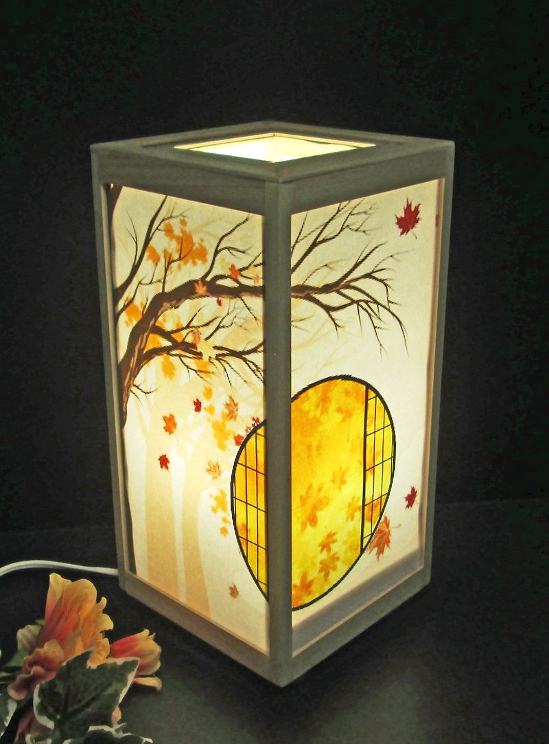 Hanasoku-no-Midori-Ki Autumn Leaves Inn Cypress Frame LED Neutral White Cardboard/Lightweight Dream-Light Smile!! - โคมไฟ - ไม้ สีทอง