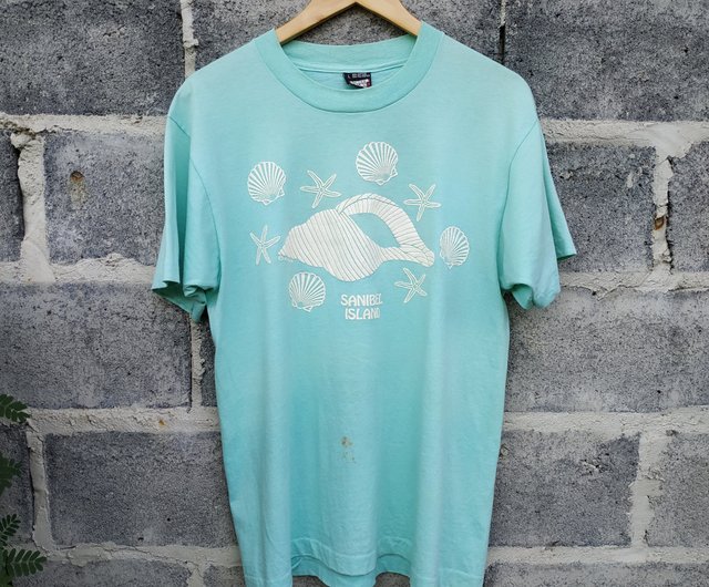 Vintage Single Stitch Sanibel Island Florida T-Shirt Green XL 海外