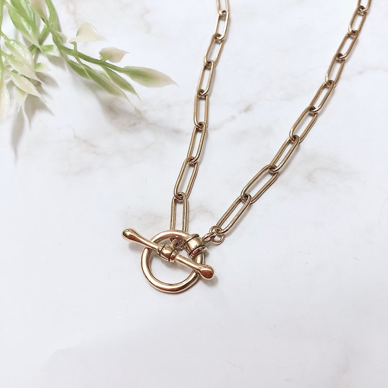 โลหะ สร้อยคอ สีทอง - [For metal allergies] Thick chain and Mantel necklace Square chain Oval