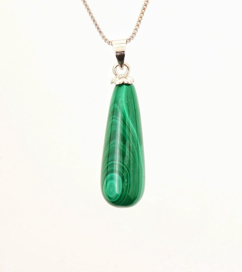 孔雀石吊墜項鍊-3 ( Malachite Necklace-3 ) - 項鍊 - 玉石 