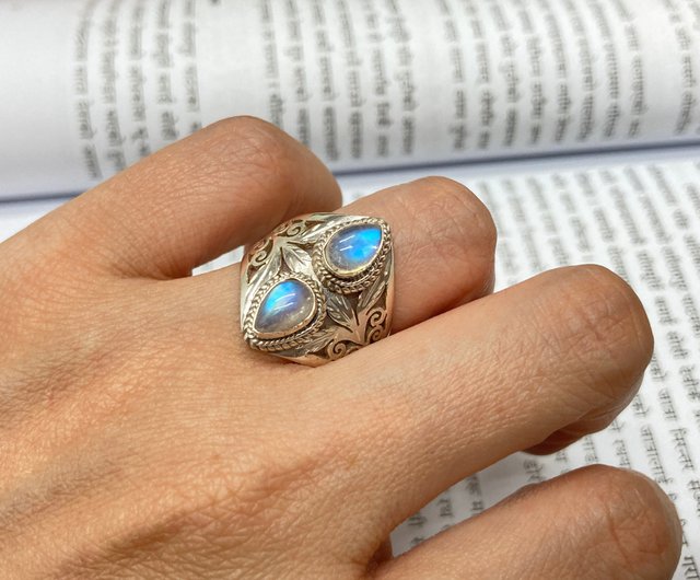 ムーンストーン 天然石指輪 リング silver ハンドメイド