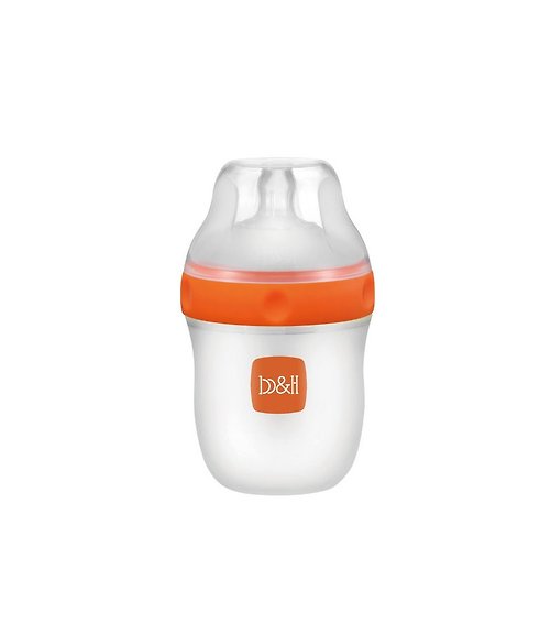 Ubelife b&h 新一代食品級LSR矽膠奶瓶 160ml配超寬口徑奶嘴 (橙色)