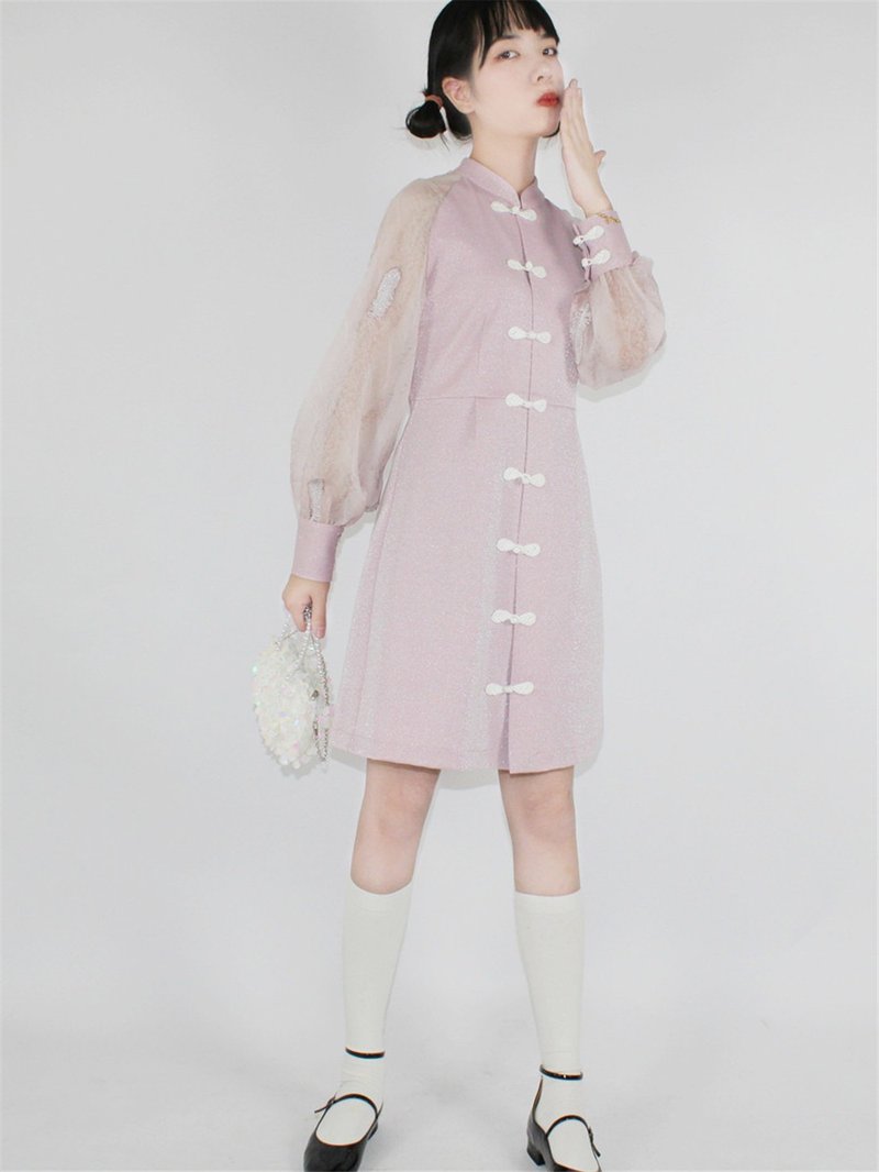 New Chinese Mid-Autumn and Spring Festival style improved dress - One Piece Dresses - Other Man-Made Fibers Pink