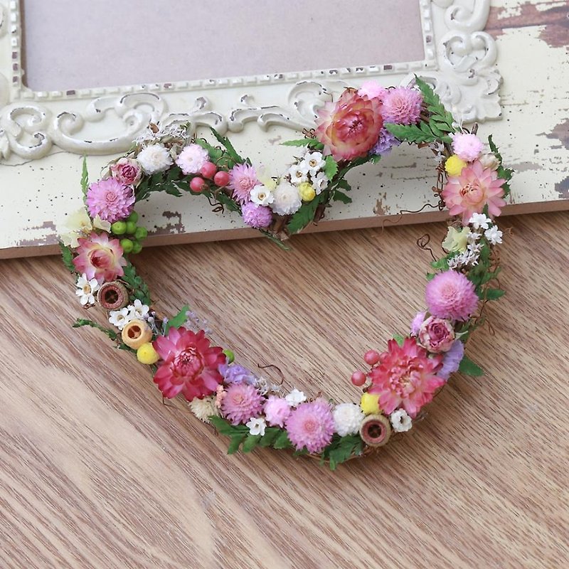 "Three cat handmade floral" love spring flowers to the happy heart wreath spot type drying stage - ตกแต่งต้นไม้ - พืช/ดอกไม้ หลากหลายสี