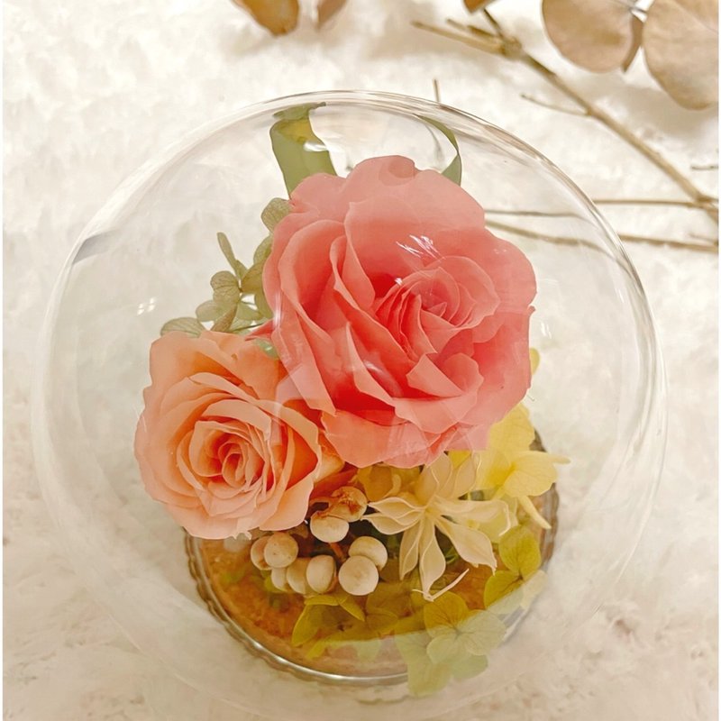 [Eternal Flower Gift] Everlasting Flower Glass Cup/Opening Flower Gift/Promotion Flower Gift/Congratulation Flower Gift - ช่อดอกไม้แห้ง - พืช/ดอกไม้ หลากหลายสี