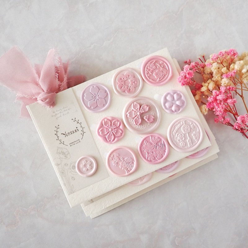 櫻花桃花花季主題手帳火漆蠟幣福袋 Sakura Themed Wax Seal Coin - 貼紙 - 蠟 