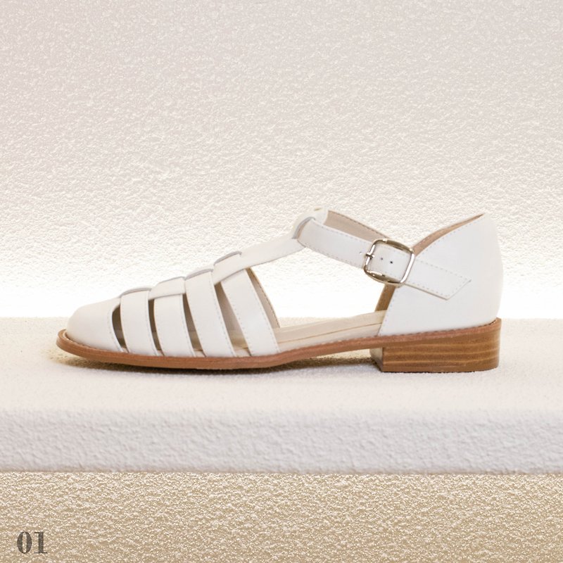 LeatherLab round-toe leather sandals - รองเท้ารัดส้น - หนังแท้ ขาว