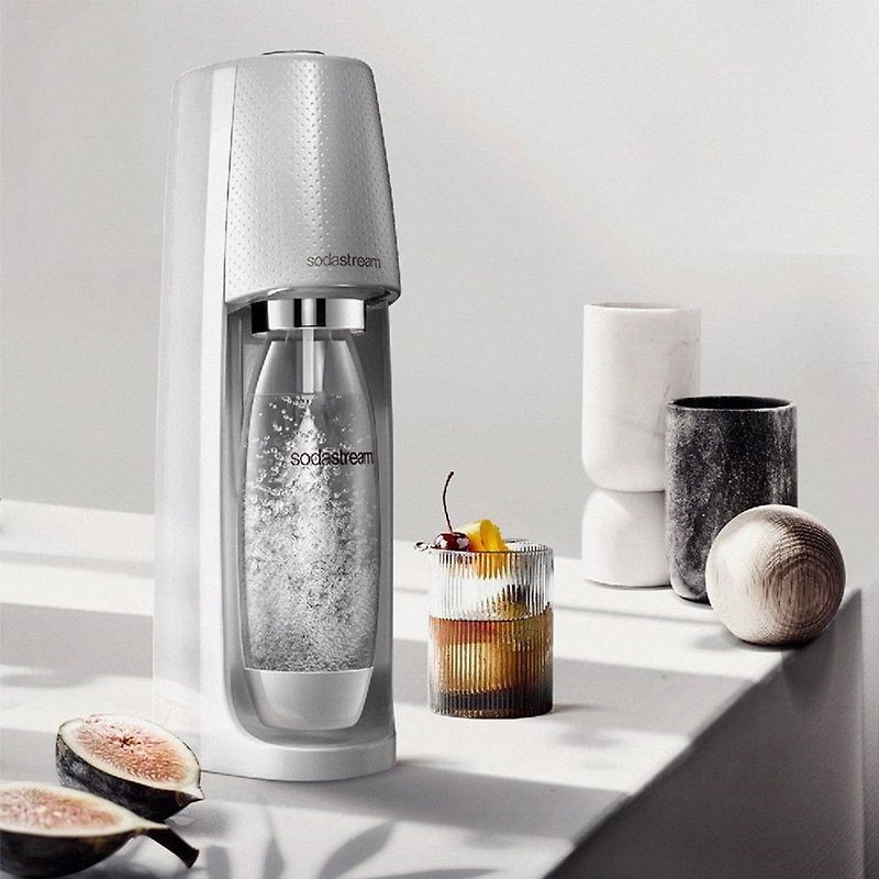 [Free water bottle 3-piece set] British fashion style automatic button bottle sparkling water machine Spirit- Silver