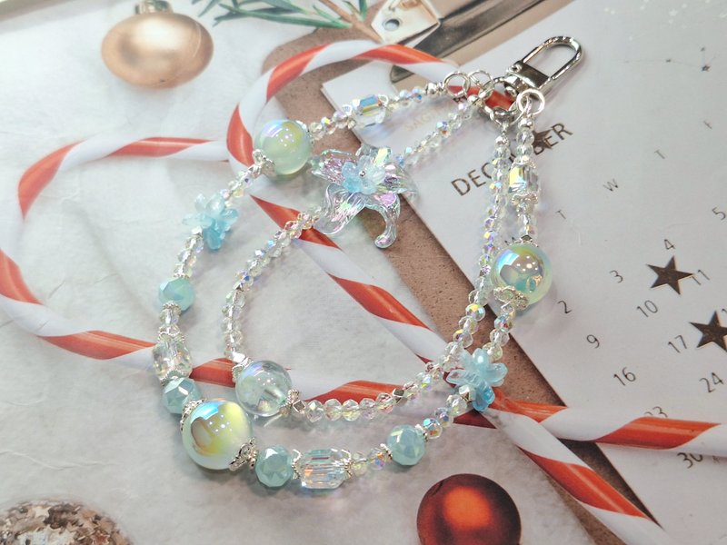 藍色系夜光版奧地利水晶手機鏈 - 手鍊/手環 - 半寶石 