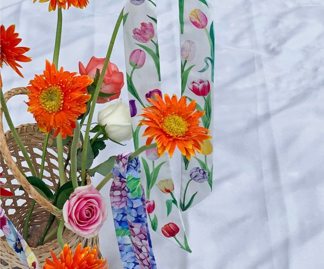 新品】SORELLE FONTANA チューリップ柄スカーフ 88cm