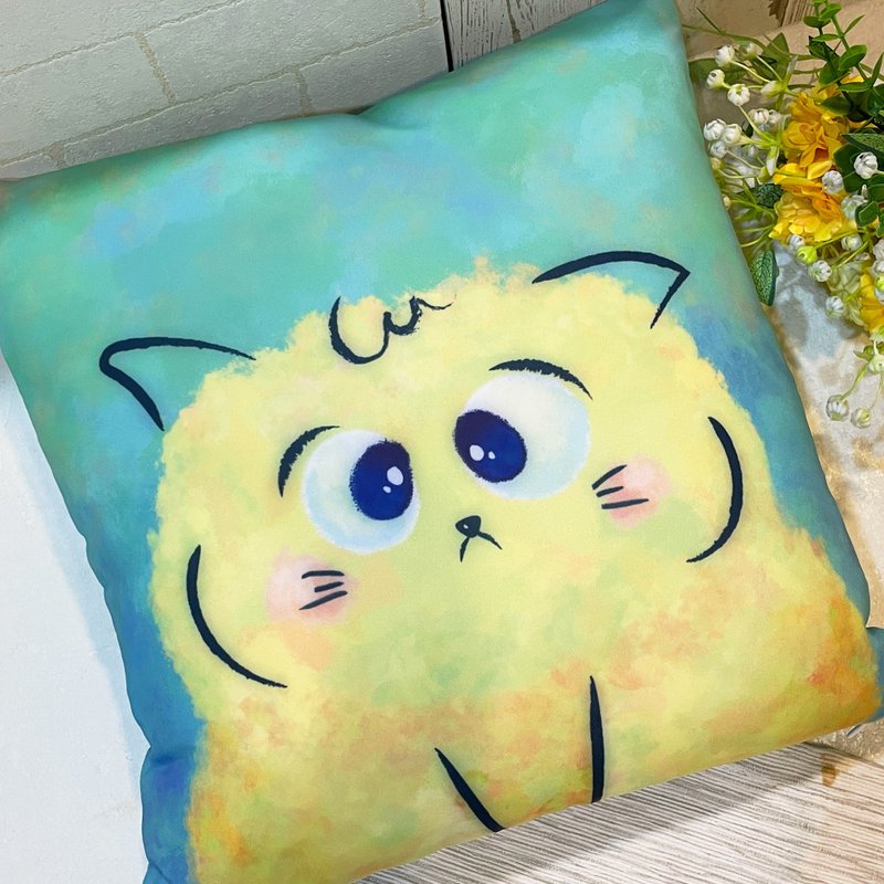 Come give me a hug! Marshmallow Healing Cat-40x40cm Satin Skin-Friendly Soft Pillow - Pillows & Cushions - Other Materials 