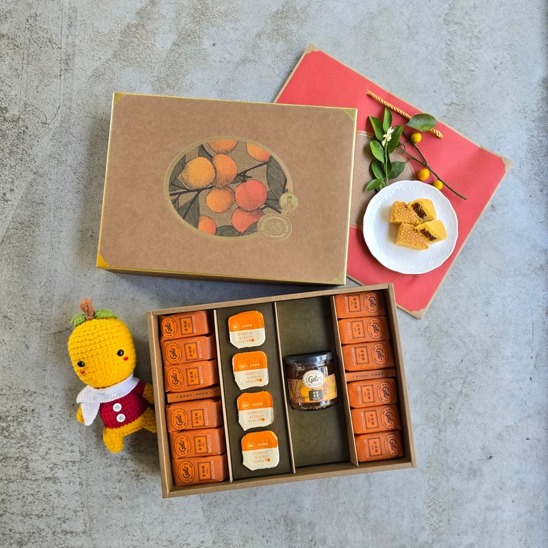 New Year Ju Feng Gift Box LC7 (12 pieces of kumquat crisps + 4 pieces of lemon cubes + optional combination) - Comes with carrying bag - Cake & Desserts - Fresh Ingredients 