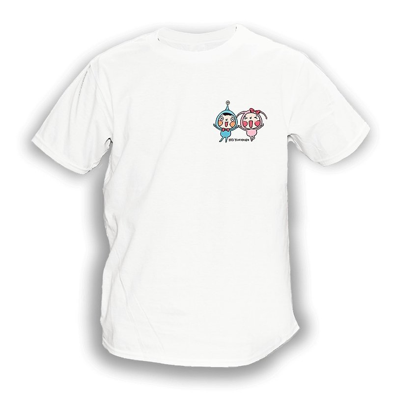 【HeiyinHOHO HoHo and LamHo】T-shirt｜Nice to Have You (Pocket) - เสื้อฮู้ด - ผ้าฝ้าย/ผ้าลินิน ขาว