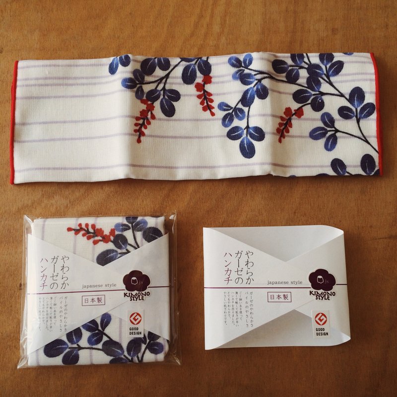紫條紋紅花方巾 - 毛巾/浴巾 - 棉．麻 紫色