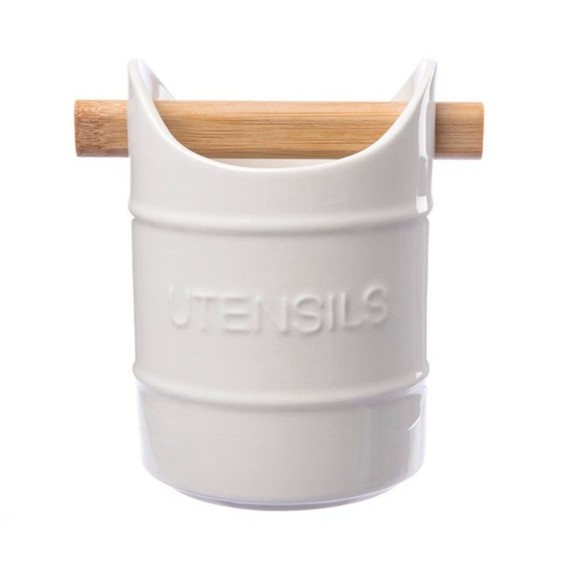 B+B Rubber Wood Cutlery Bucket White X2 Shop holatestritegroup