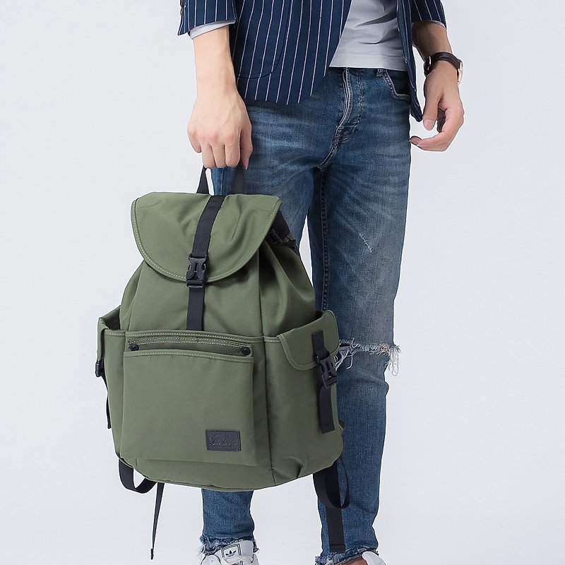 The Dude Brand Hong Kong after a couple backpack leisure backpack water repellent Mad - Green - กระเป๋าเป้สะพายหลัง - วัสดุอื่นๆ สีเขียว